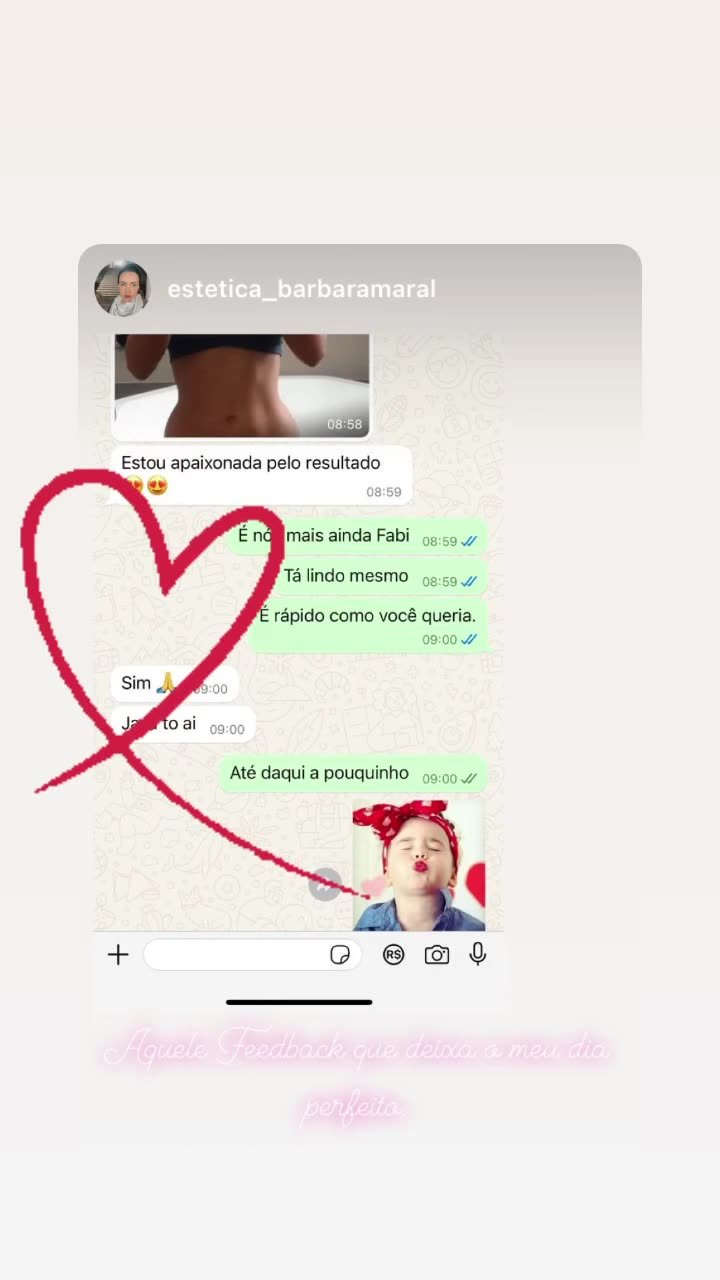 Vídeo com mensagens de cliente empolgada com o resultado do tratamento